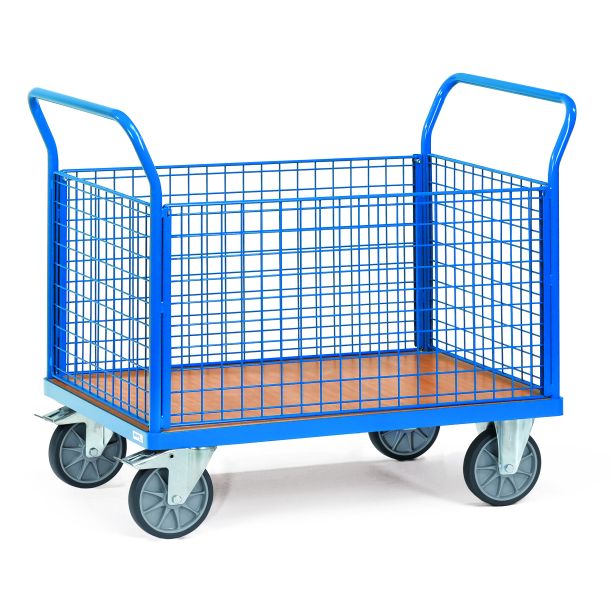 Platformwagen - 1200 x 750 x 990 mm (lxbxh) - voorzien van vier gaas wanden