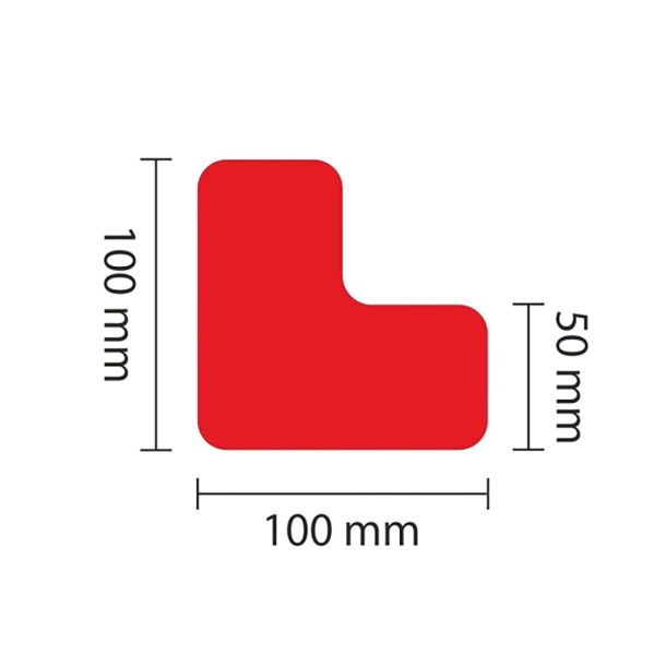 Proline vloermarkering sticker L-profiel - set van 25 stuks - 50 mm - rood