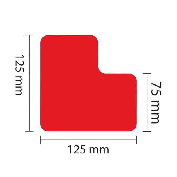 Proline vloermarkering sticker L-profiel - set van 25 stuks - 75 mm - rood