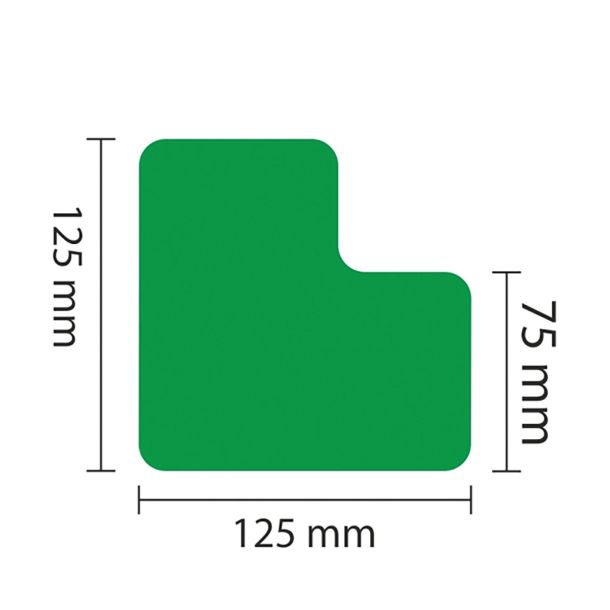 Proline vloermarkering sticker L-profiel - set van 25 stuks - 75 mm - groen