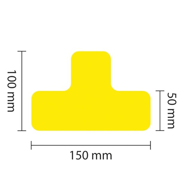 Proline vloermarkering sticker T-profiel - set van 25 stuks - 50 mm - geel