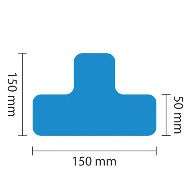 Proline vloermarkering sticker T-profiel - set van 25 stuks - 50 mm - blauw
