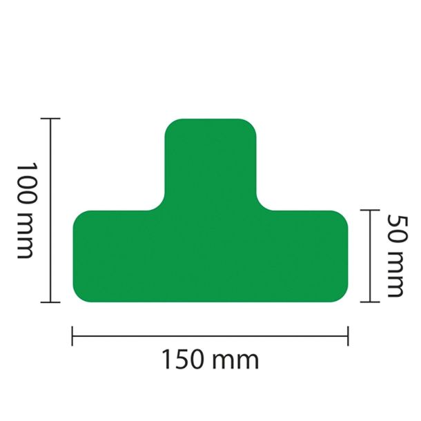 Proline vloermarkering sticker T-profiel - set van 25 stuks - 50 mm - groen