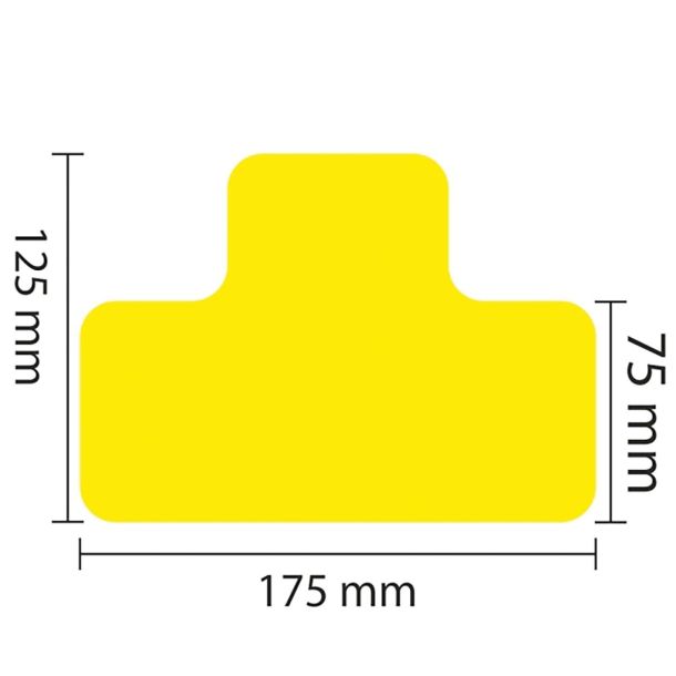 Proline vloermarkering sticker T-profiel - set van 25 stuks - 75 mm - geel