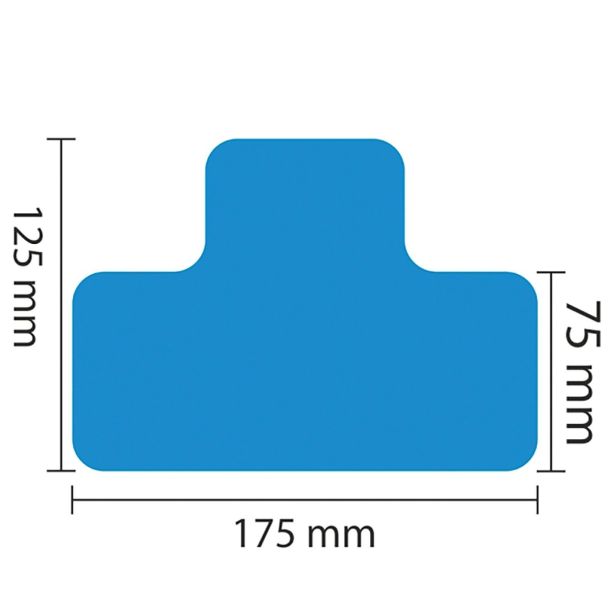 Proline vloermarkering sticker T-profiel - set van 25 stuks - 75 mm - blauw
