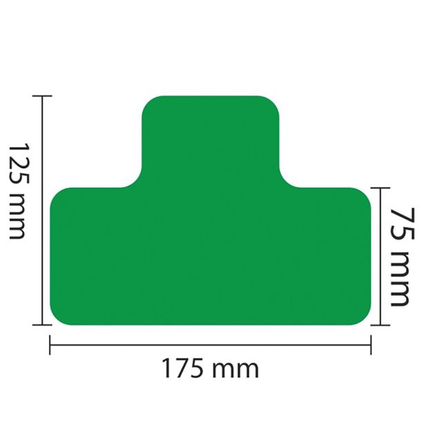 Proline vloermarkering sticker T-profiel - set van 25 stuks - 75 mm - groen