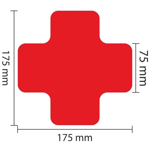 Proline vloermarkering sticker X-profiel - set van 25 stuks - 75 mm - rood