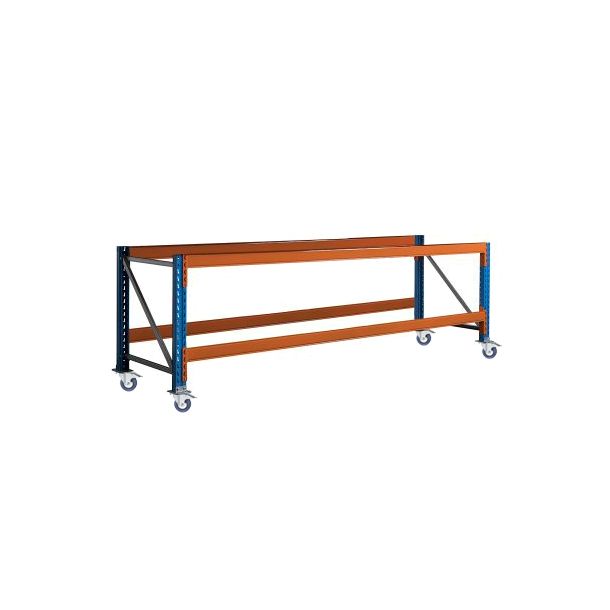 Stow werkbank frame op wielen met rem 3470 x 900 x 950 mm (bxdxh) - 2 niveaus