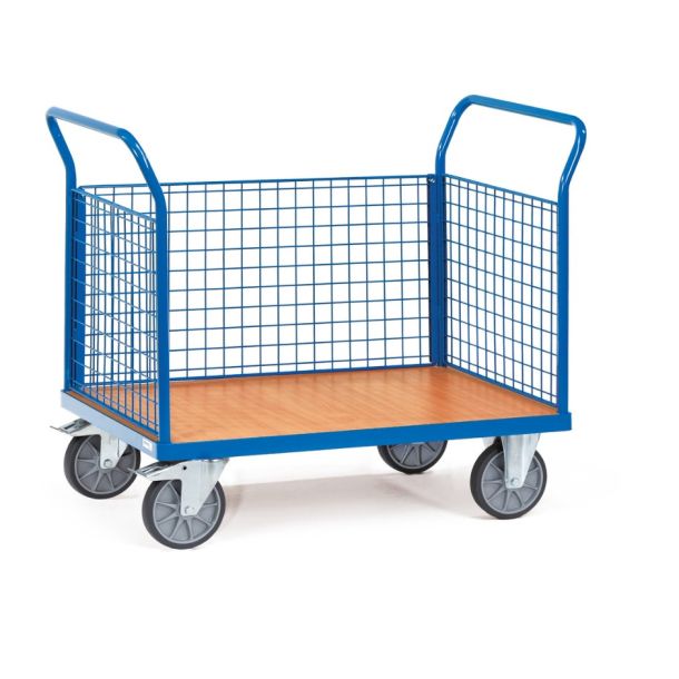 Platformwagen - 1200 x 780 x 990 mm (lxbxh) - voorzien van drie gaas wanden