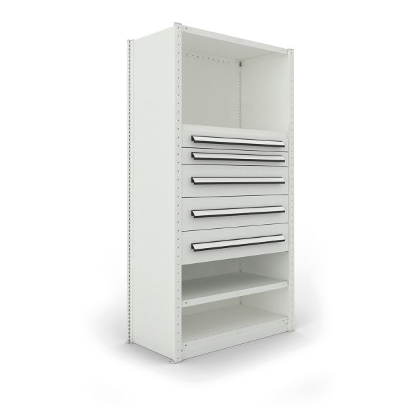 META Clip ladekast voorzien van 5 lades basissectie - 2000 x 1000 x 500 mm (hxbxd)