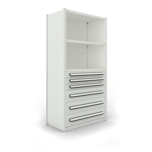 META Clip ladekast voorzien van 6 lades aanbouwsectie - 2000 x 1000 x 500 mm (hxbxd)