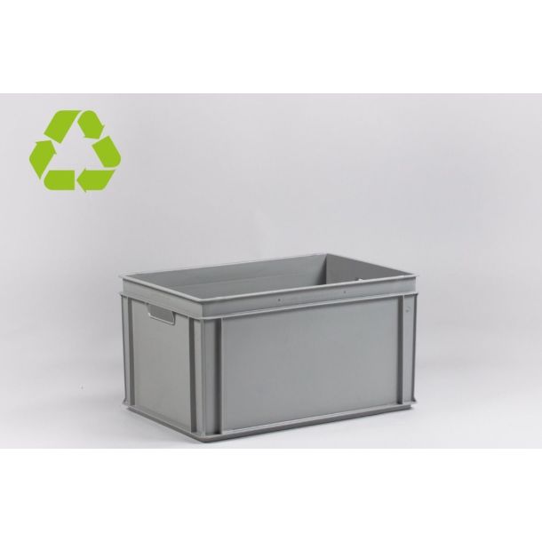 Euronorm stapelbare bak 600 x 400 x 325 mm (lxbxh) - Met open handvaten - 60 liter - Grijs 