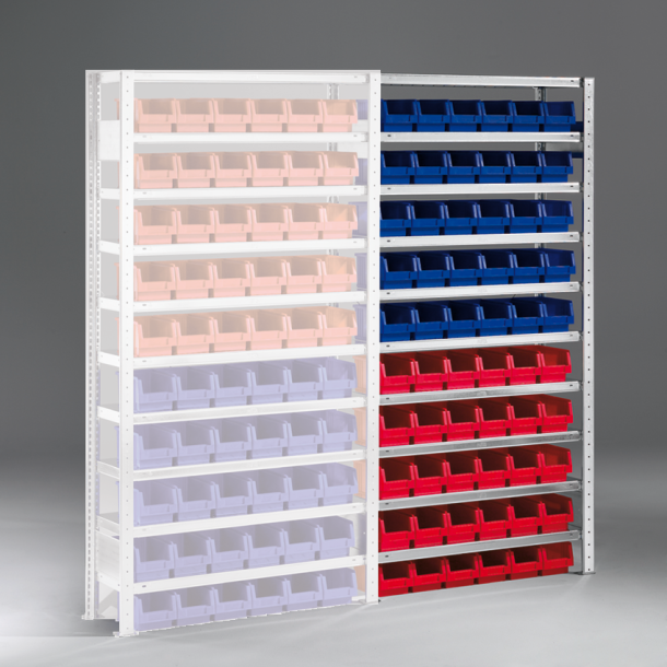 META Clip bakkenstelling aanbouwsectie - 2000 x 1000 x 500 mm (hxbxd) inclusief 9 legborden
