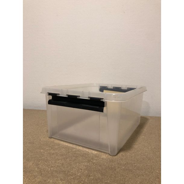 Magazijnbak met deksel 390 x 300 x 180 mm (lxbxh) - doorzichtig - gebruikt