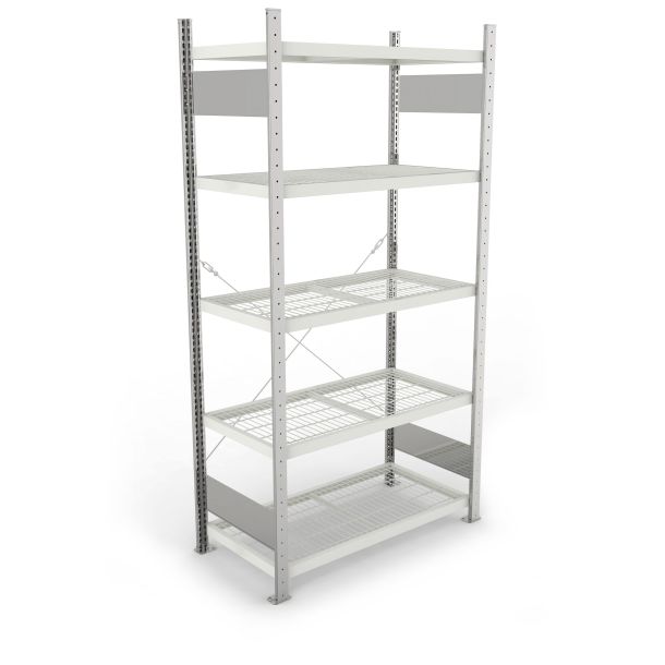 META Clip Legbordstelling basissectie met draadroosters - 2000 x 1300 x 800 mm (hxbxd)