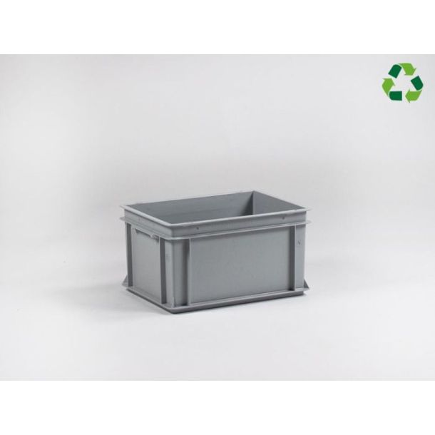 Euronorm bak 400 x 300 x 220 mm (lxbxh) - 20 liter - Grijs-gerecycled