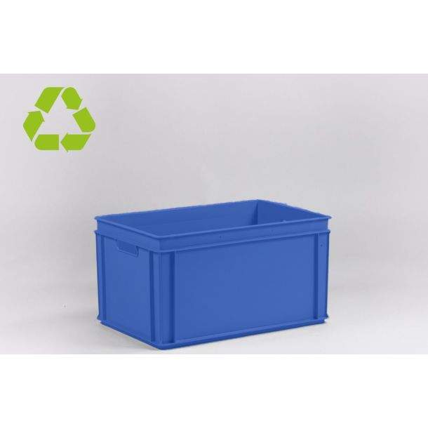 Euronorm stapelbare bak 600 x 400 x 325 mm (lxbxh) - Met open handvaten - 60 liter -Blauw 