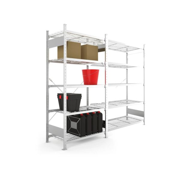 META Clip Legbordstelling aanbouwsectie met draadroosters - 2000 x 1300 x 800 mm (hxbxd)