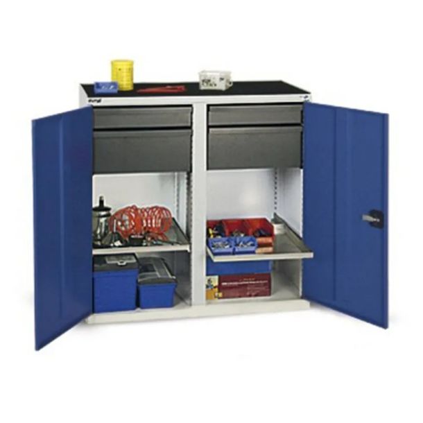 Gereedschapskast met 4 schuifladen en tussenwand - 1000 x 1000 x 500 mm (hxbxd)