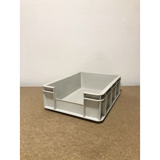 Magazijnbak met grijpopening 400 x 300 x 110 mm (lxbxh) - lichtgrijs - gebruikt