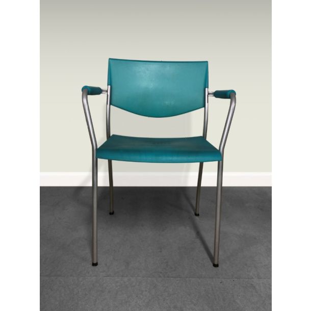 Kantinestoel turquoise - gebruikt - partij 7 stuks