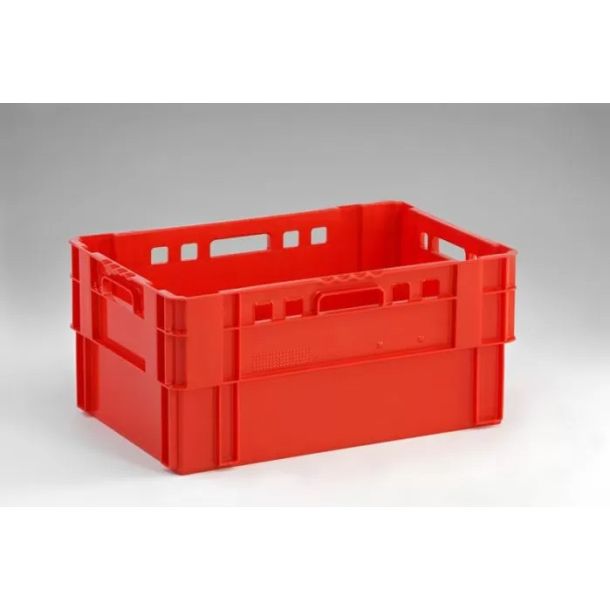 Stapelkrat kunststof - 600 x 400 x 280 mm (lxbxh) - 55 liter - Rood