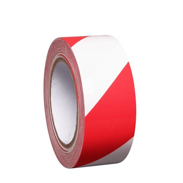Proline vloermarkering tape vinyl rood/wit - 33 meter x 75 mm