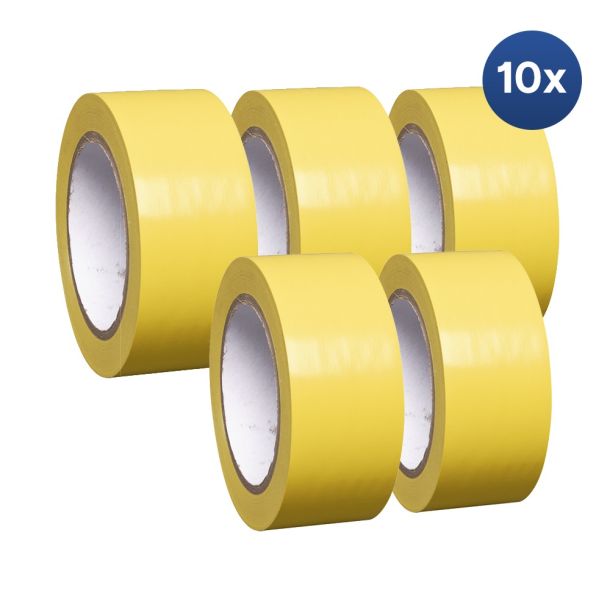 Voordeelset 10x - Proline vloermarkering tape vinyl geel - 33 meter x 75 mm
