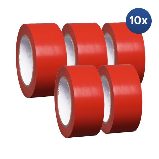 Voordeelset 10x - Proline vloermarkering tape vinyl rood - 33 meter x 50 mm