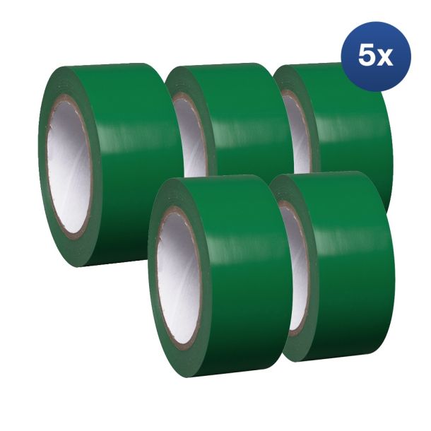 Voordeelset 5x - Proline vloermarkering tape vinyl groen - 33 meter x 75 mm