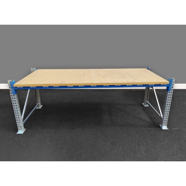 Werkbank 2680 x 1000 x 1000 mm (bxdxh) - 1 niveau - verzinkt/blauw - gebruikt