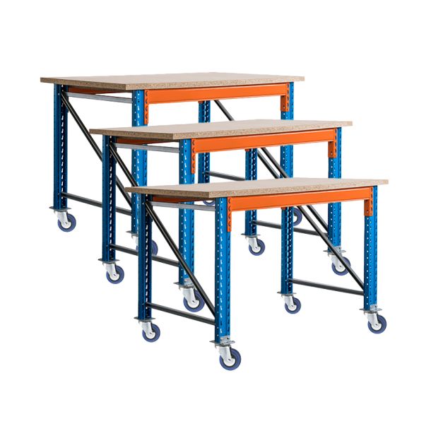 Voordeelset 3x Stow werkbank op wielen met rem 1800 x 1050 x 1000 mm (bxdxh) incl. topblad