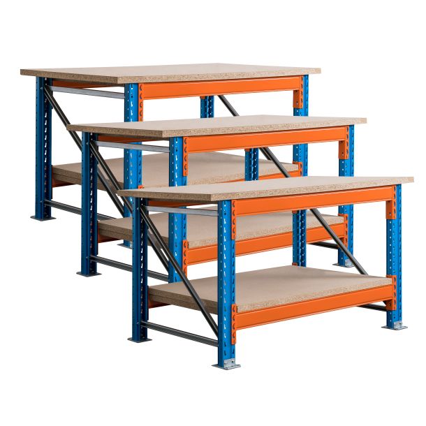 Voordeelset 3x Stow werkbank 1800 x 950 x 1000 mm (bxdxh) incl. topblad en extra niveau