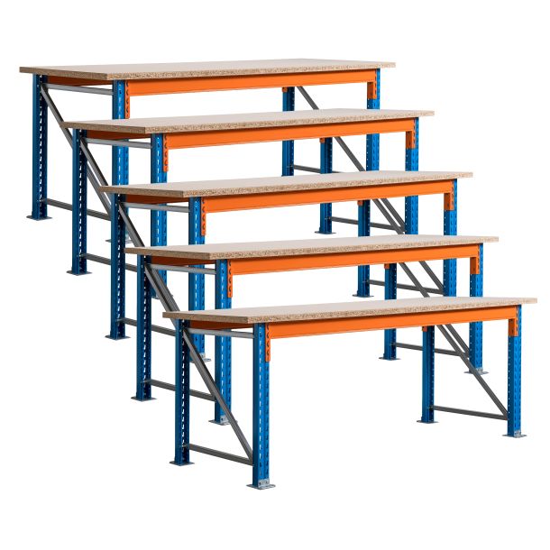 Voordeelset 5x Stow werkbank 2700 x 950 x 900 mm (bxdxh) incl. topblad