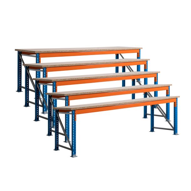 Voordeelset 5x Stow werkbank 3600 x 1050 x 1000 mm (bxdxh) incl. topblad