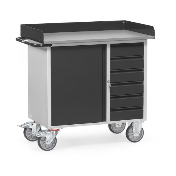 Werkplaatswagen - 985 x 590 x 1000 mm (lxbxh) - voorzien van opstaande rand