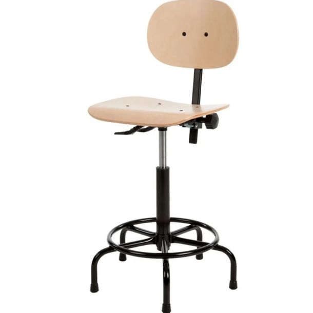Werkstoel hout met spinvoet