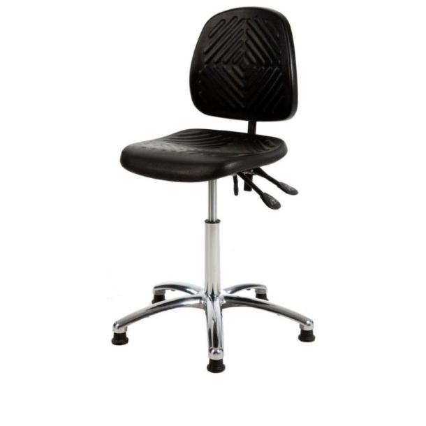 Werkstoel PUR met spinvoet chroom 52-72 cm hoog