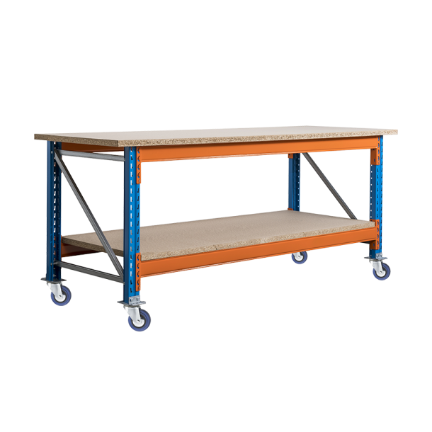 Stow werkbank op wielen met rem 2700 x 950 x 1000 mm (bxdxh) incl. topblad en extra niveau