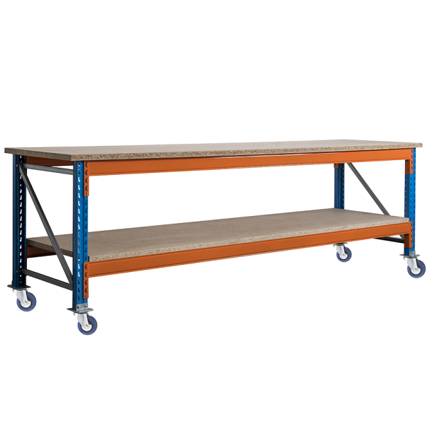 Stow werkbank op wielen met rem 3600 x 1050 x 1000 mm (bxdxh) incl. topblad en extra niveau
