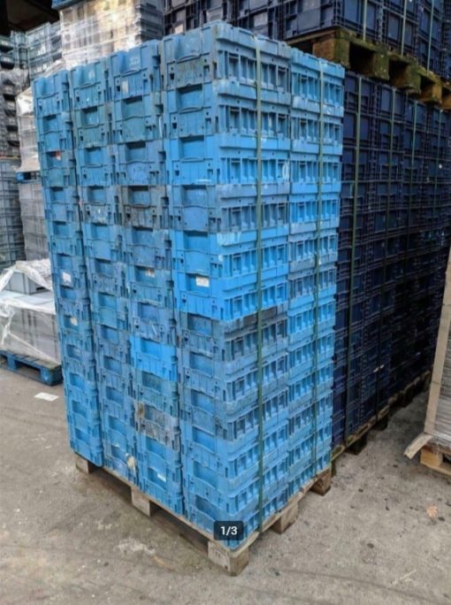 Gebruikte stapelbare magazijnbakken 40x13x16 cm (lxbxh) - blauw
