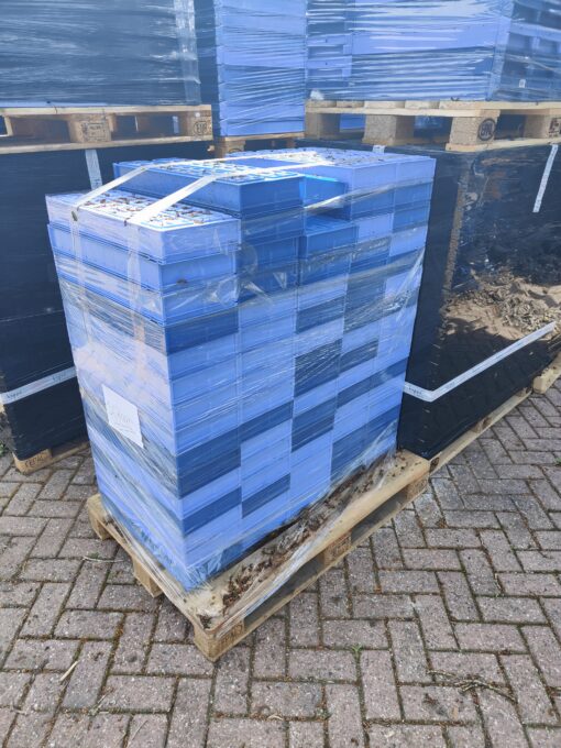 Magazijnbak 60 x 23 x 7.5 cm (lxbxh) – blauw - gebruikt - pallet 105 stuks!